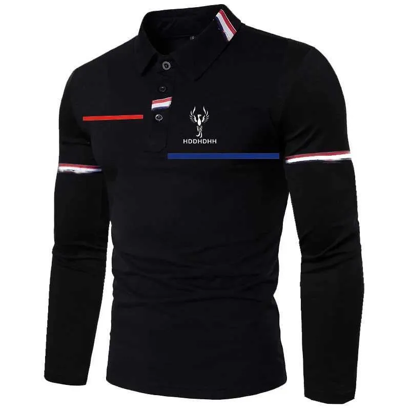 Men's Polos Hddhhh Brand imprimé Nouveau Polo Mens T-shirt Striped T-shirt décontracté haut à manches longues Q240509