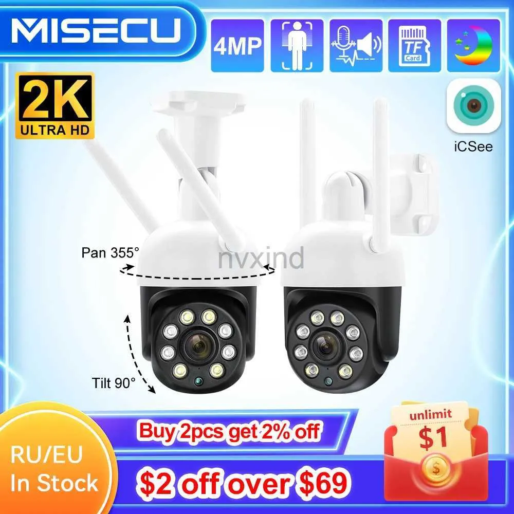 Câmeras IP MISEC HD 4MP PTZ Wi-Fi Wireless Camera para detecção humana ao ar livre Monitoramento de segurança de comunicação bidirecional Disisão noturna D240510