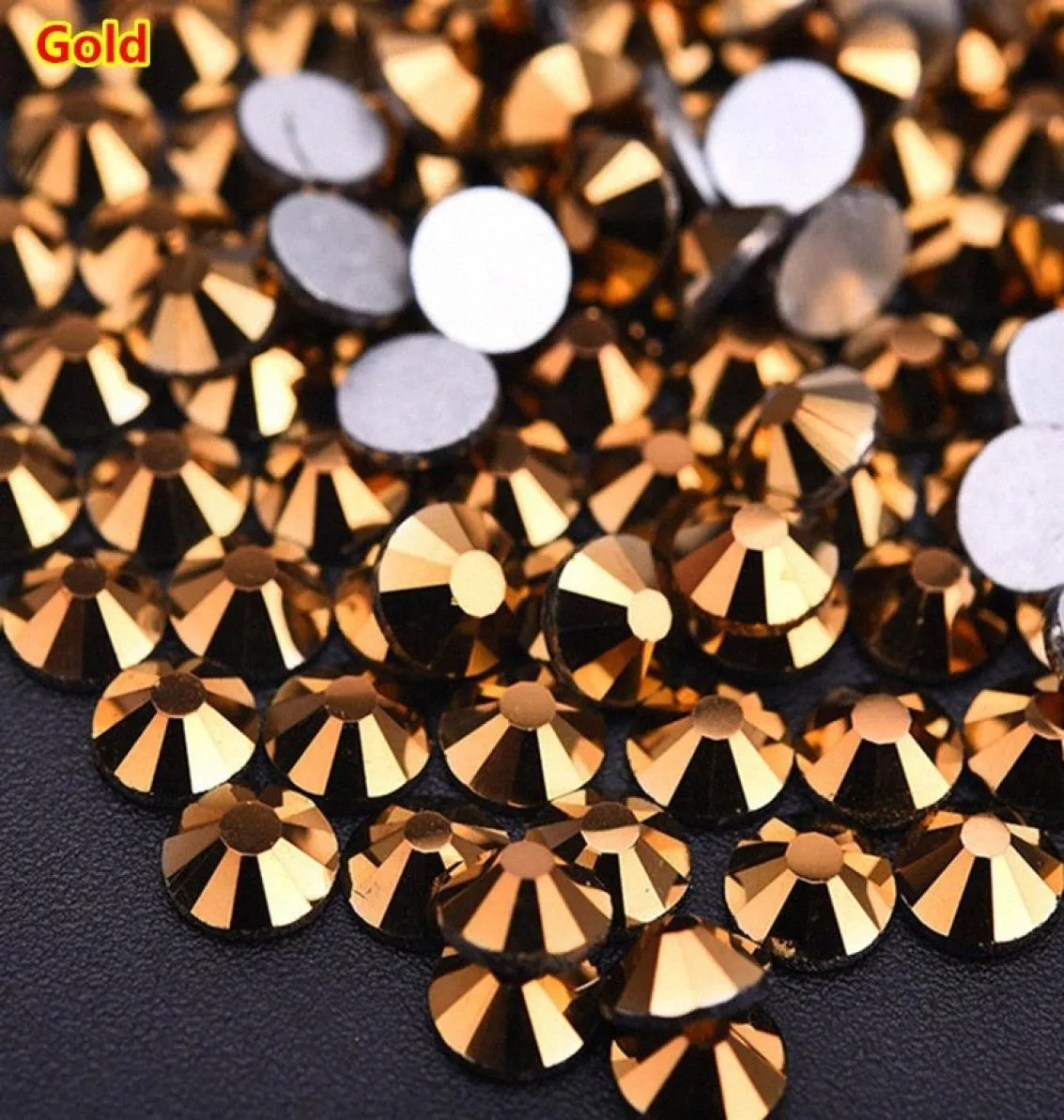 1500pcs mieszane rozmiary złota paznokcie kryształy kryształy kryształy warstwy szklane szklane dżety do paznokci art.