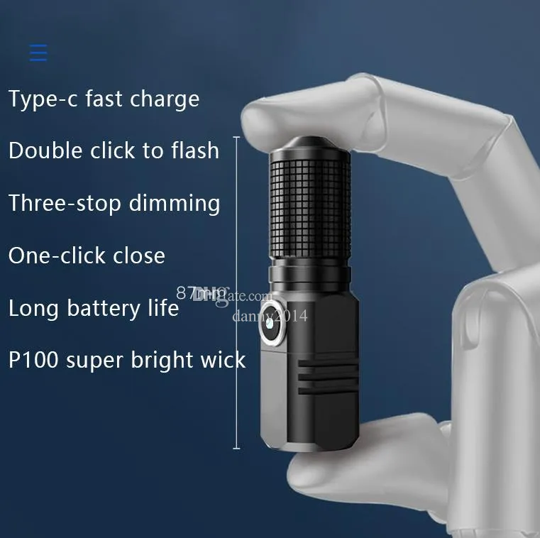 Super Bright Mini XHP50 LED -ficklampa USB -fackla laddningsbar zoomfiske lykta kraftfull 3 belysningsläge campinglampa