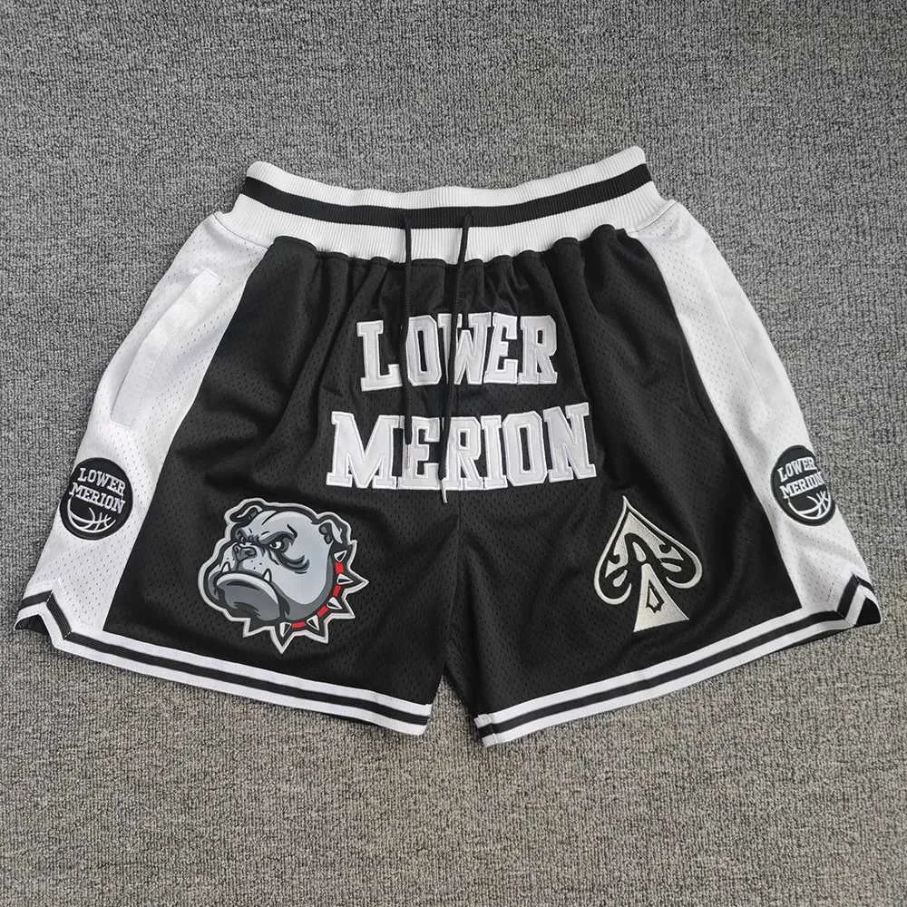 Short masculin Shorts de basket-ball Black Lower Merion Black Black Merion brodé 33 Bryant Street Style Train Pants J240510