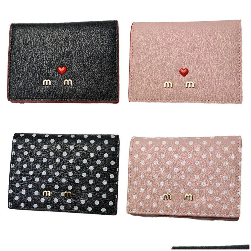 Fashion Designer portefeuille Femme Carte Holder Mini portefeuilles Coin Purse en cuir Love Heart Dot Drop Livrot Dhyfr