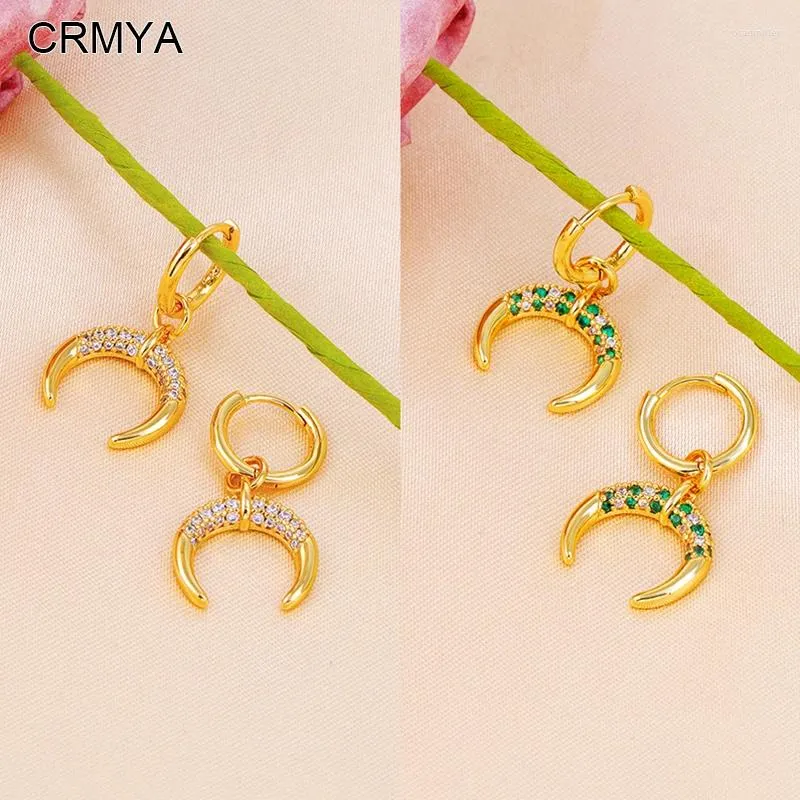 Boucles d'oreilles en peluche crmya color or pour les femmes Piercing Piercing Cubic Zirconia Moon Earge 2024 bijoux en gros