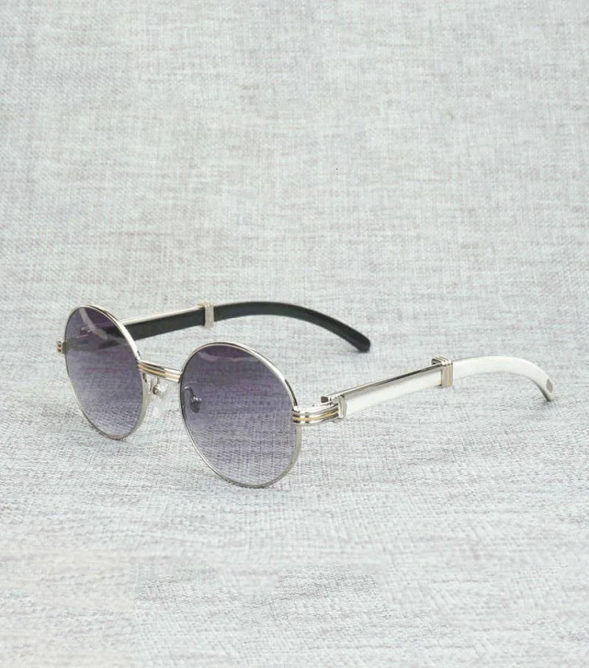 Ienbel Finger schwarzer Büffelhorn Sonnenbrille Männer natürlicher Holz Klarglasrahmen für Frauen Outdoor Brille rund Gläser 3HHH3514022