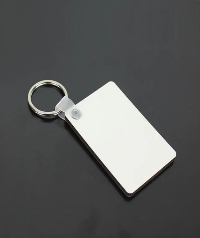 Wholesale 100pcs MDF Blank Key Chain Rectangle Sublimation Wooden Key s For Heat Press Transfer Photo Logo Thermal printing Gift-freeship5371568