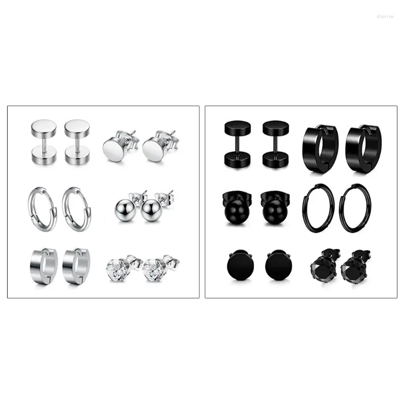 Stud -oorbellen 6 paren/set roestvrijstalen piercing oorbuien unisex vrouwen mannen decor