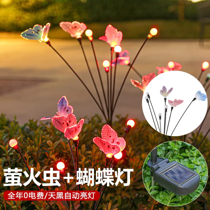 Solar Outdoor Light Firefly Lampe Gartenlampe Rasenlampe Innenhof Ambiente Leichte Schmetterling Lampe wasserdichte gemahlene Lampe