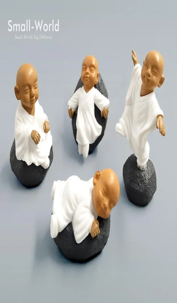 Bouddhisme chinois Mini moines Bonesaï Figurine Décoration miniature Fée Garderie People Bouddha Statue Kawaii Résine Craft Home Car4036880