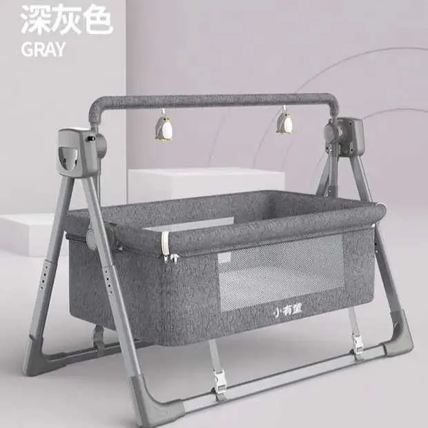 Baby Cribs Baby Bed Rocking Bed Baby Crib Electric Cradle Portable Foldbar Crib Travel Crib Nyfödd baby Smart Coax Baby Sleeping Basket T240509