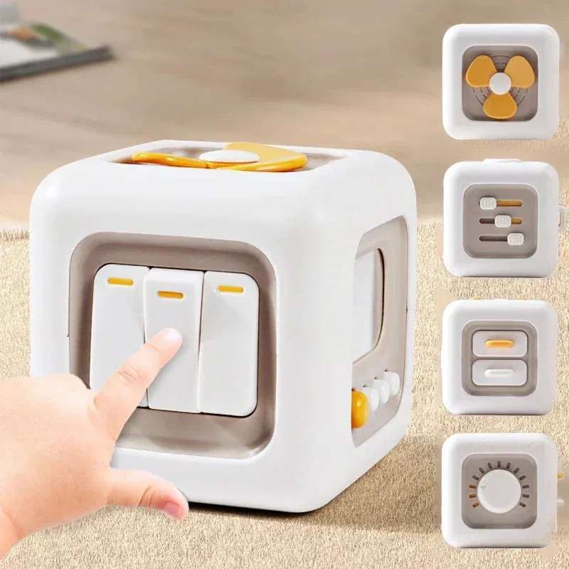 6 In 1 Montessori Cube Toys Sensory Busy Bank Baby Practice Skills Drawer Cube Fidget Educational Toys for Girl Boy 240509