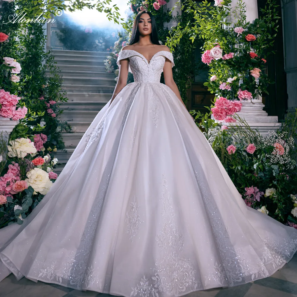 Save Big on Bulk Pearl Beaded Wedding Dresses Luxury Beading Pearls  Appliques Lace Scalloped Ball Gown Wedding Dress Delicate Embroidery Off  Shoulder