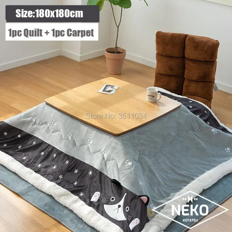 Comforters sätter 180x180cm Kotatsu futon filt 1pc funto matta bomull mjuk quilt japansk bord täcker fyrkantig rektangel composter 2160