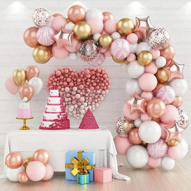 Decorazione per feste Pink Gold Garland Arch Kit Wedding Ballon Ballon 1st Decorations Kids Baby Shower Girl Latex Baloons