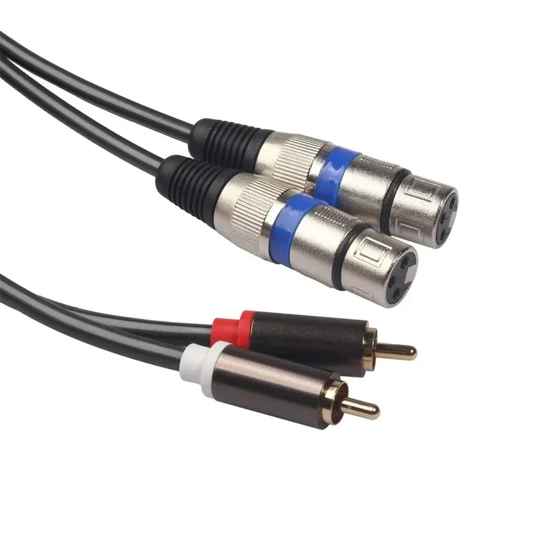 Ny ljudkabel 2 XLR till 2 RCA -adapterförstärkare Högtalare XLR RCA HIFI Microphone Högtalare Kabel för högtalare XLR RCA -kabel