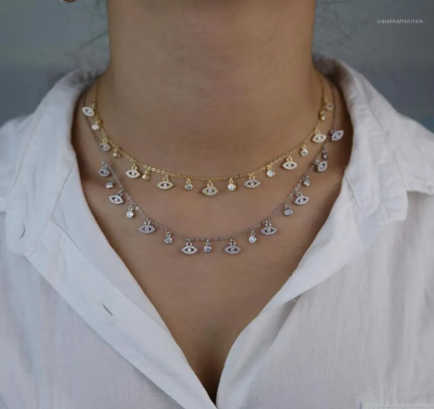 Chokers Золотой серебряный цвет классический модный 5A кубический цирконий CZ Chain Chain Turkish Charm Women Lucky Cilous Choker Collece11968496