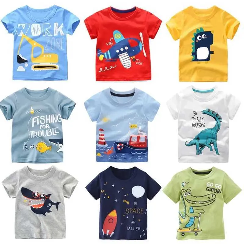 T-shirty 2 3 4 5 7 9 Summer Baby Boys Krótkie rękawowe T-shirt dziecięce bawełniane kreskówki TOPL2405