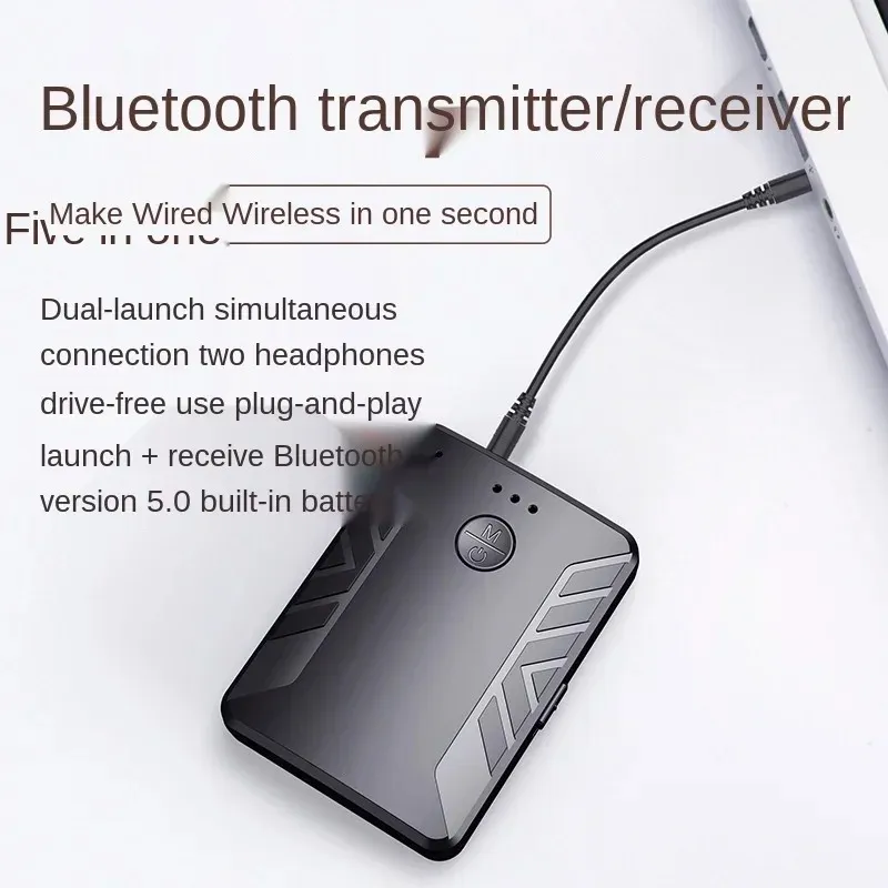Bluetooth 5.0 Audio Transmisor Receptor Par Par con dos auriculares Adaptador inalámbrico Aux RCA de 3.5 mm AUX para TV PC Altavoz