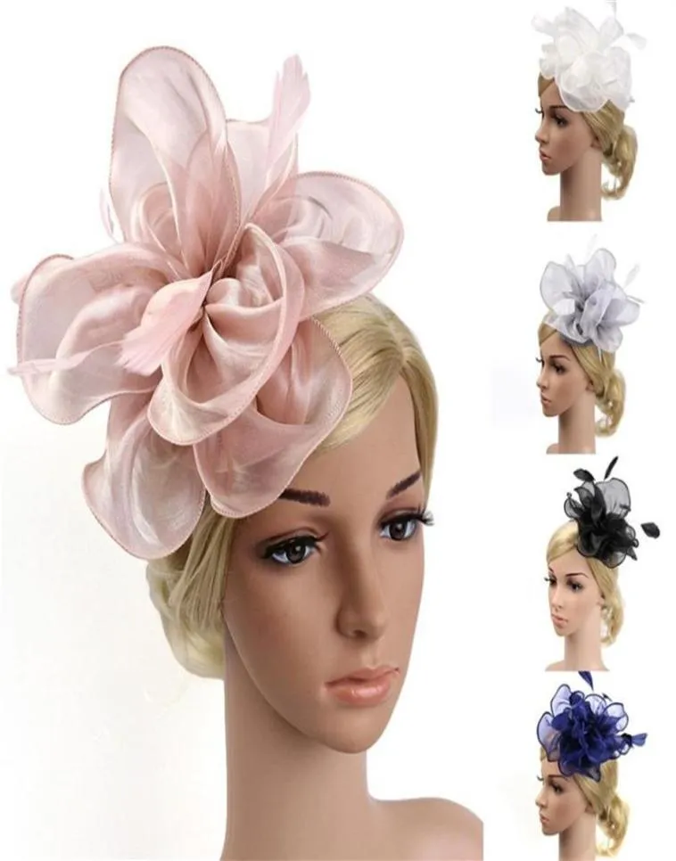 Eleganta hattar för kvinnor mode bröllop kvinnor fascinator penny band och fjädrar fest mesh hatt fedoras hombre 30ag3127526764029