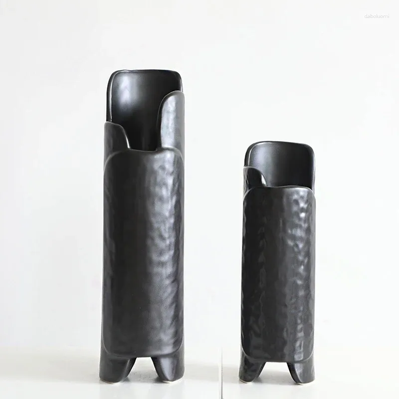 花瓶中国のセラミック花瓶ホームティールーム陶器植木鉢クリエイティブブラックアートウェアデコレーション家具