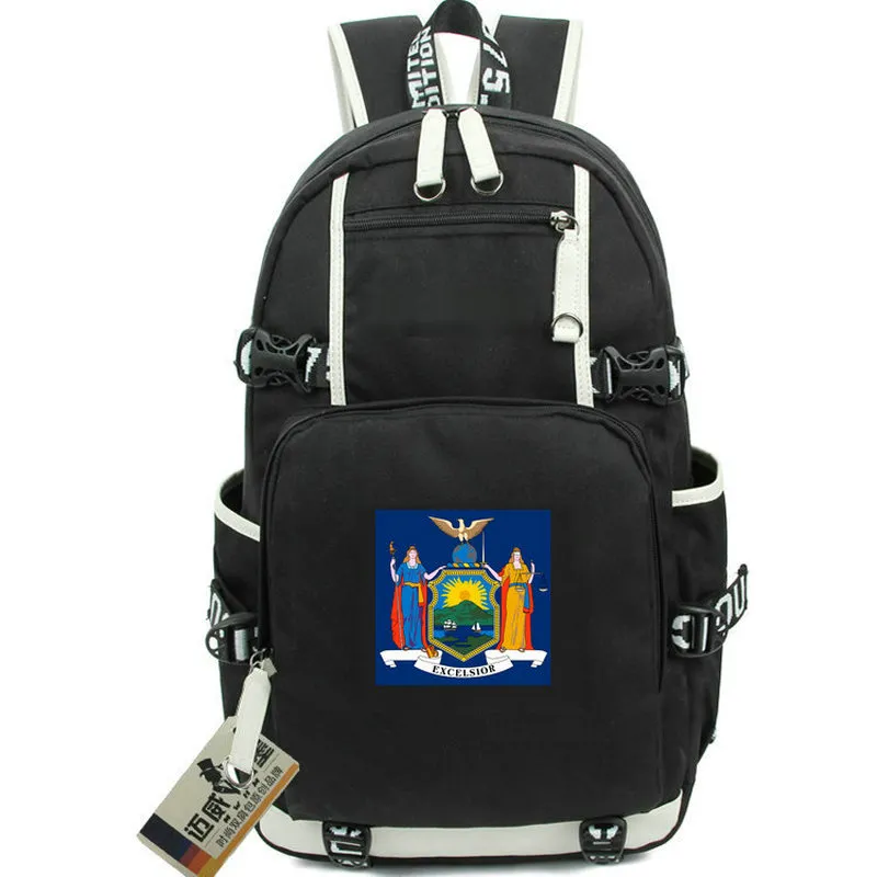 State of New York Backpack Empire Flag Daypack Banner Banner Borse School Borse Print RucksAck Schoolbag Computer Day Pack