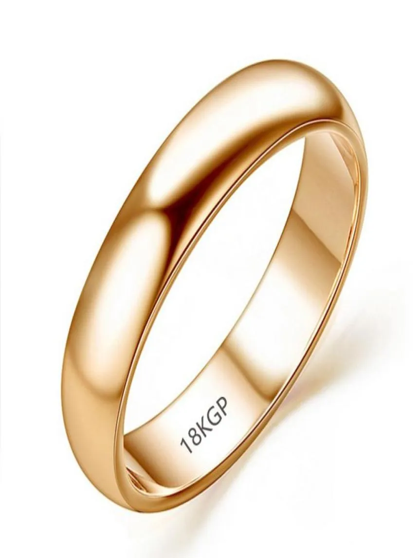 Original riktiga rena guldringar för kvinnor och män med 18 kgp stämpel toppkvalitet rosguld ring smycken gåva hela r0508715256