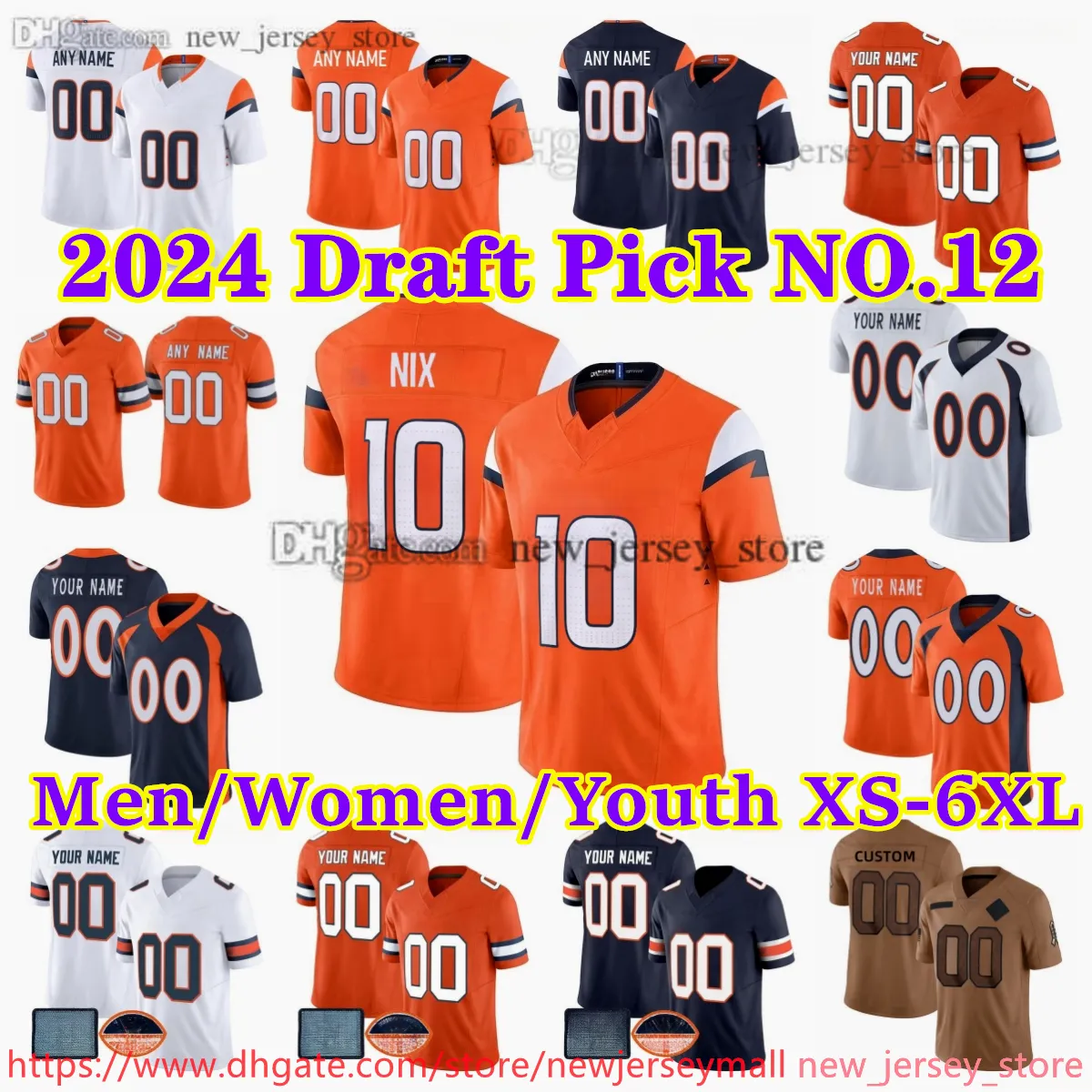 10 Bo Nix Jersey Custom S-6XL Football Jerseys 2 Patrick Surtain II John Elway Javonte Williams Courtland Sutton Alex Singleton Jonas Griffith Quinn Meinerz Johnson