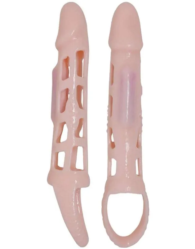 Silicone Mesh Penis Sleeve Vibrator Cock Rings Penis Extender Vibration Penis Agrandis Sex Toys for Men7720640