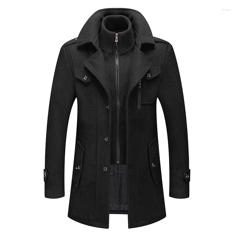 Mäns jackor Autumn and Winter Business Woolen Coat Fashion Double Cold Resistant Tyg