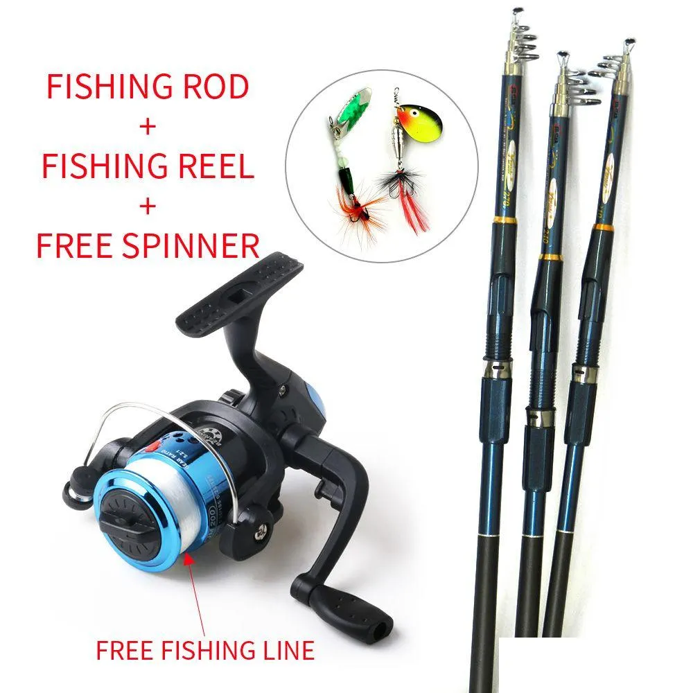 Spinnstangen neue Köderfischerei Rollen Rollen Fisch Tackle Rod und Carbon Ocean Rock Linie als Geschenkverlust Sport im Freien OTCJI