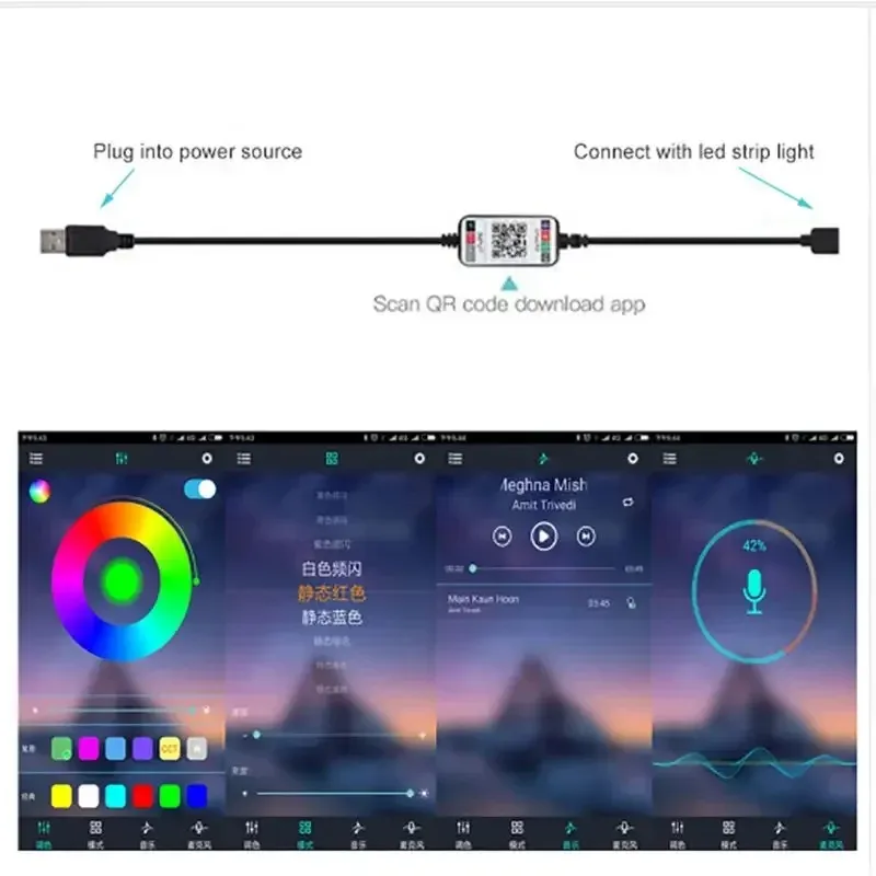 新しいミニワイヤレス5-24VスマートフォンコントロールRGB LEDストリップライトコントローラーUSBケーブルBluetooth 4.0 Hotels Bars for Bluetooth RGBライトコントローラー用LEDコントローラー