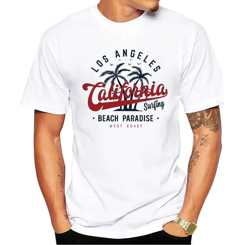 T-shirt maschile thub Summer California Beach Men T-shirt di Los Angeles T-camicie Short Slve Tshirts Harajuku T Y240509
