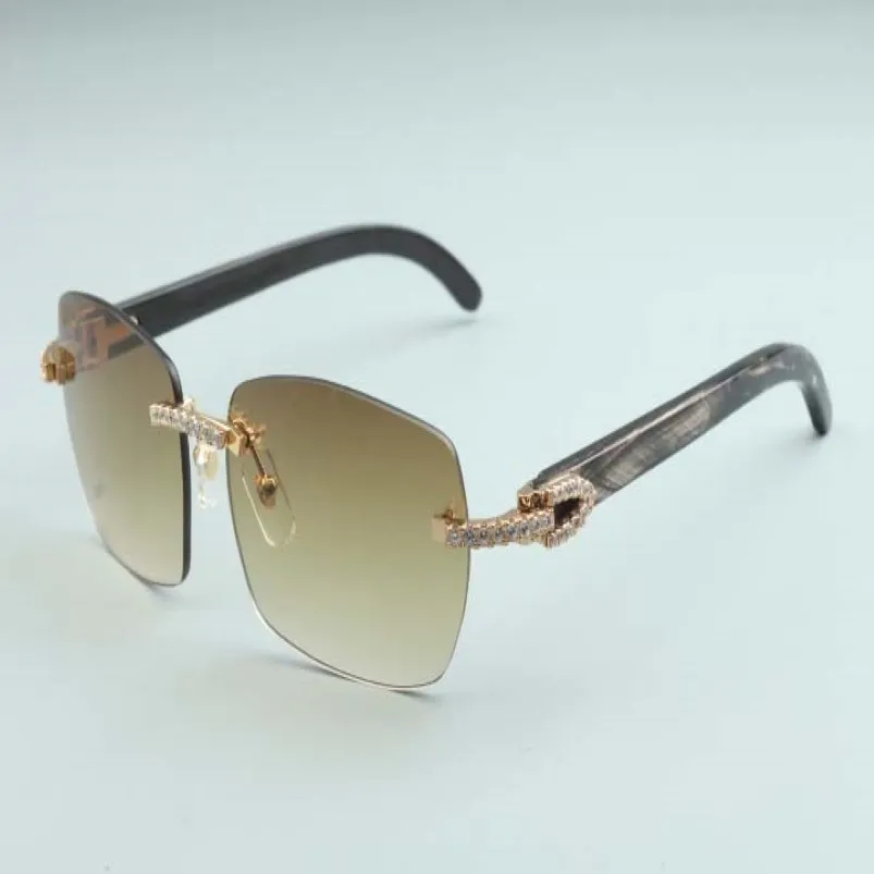 Factory Outlet Latest A8-B3524012 Diamond Natural black pattern Horn Diamond Lens Sunglasses Fashion Men and Women Boundless Sunglasses 213A