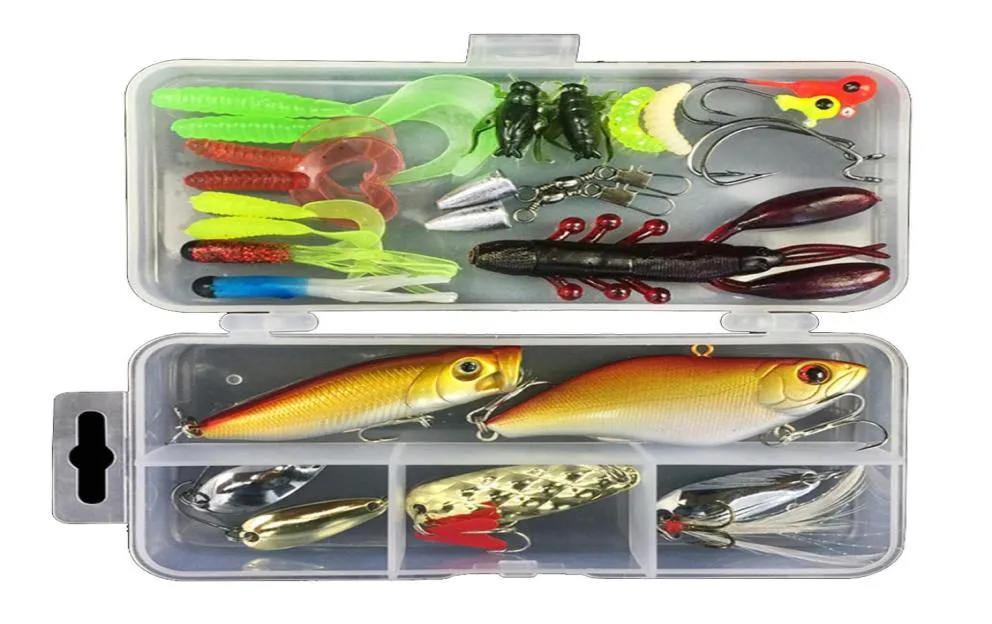 106PCSSet Plastic Visserij Lures Kit Set met Big 2Layer Retail Box Diverted Fishing Aas Kit Fishing Tackle9846621