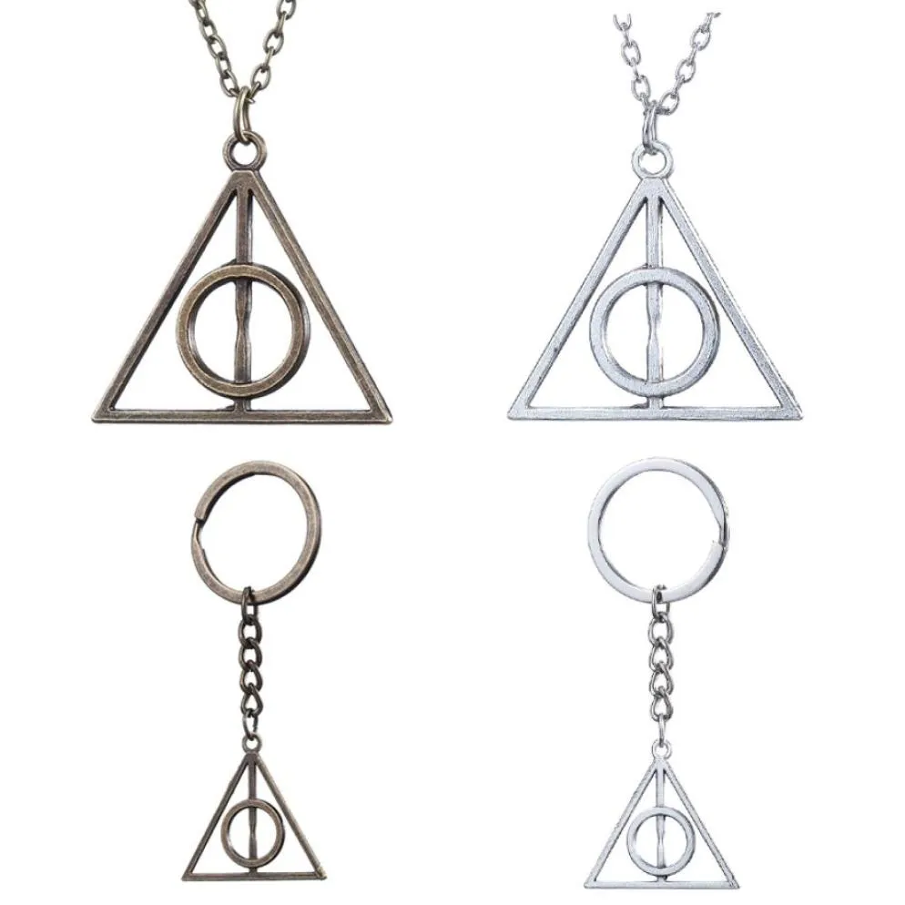 10PC Fashion Potter Necklaces Luna Triangle Deathly Hallows Geometric Triangle Pendant Vintage Necklaces Men Women Gifts92404353427428