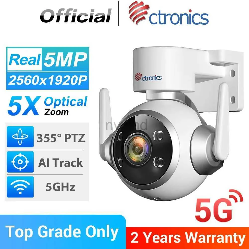 IP -Kameras Ctronics 5x Optical Zoom IP Camera 360 Pan Tilt Outdoor Human Detection Automatische Tracking CCTV 5G WiFi 5MP 2MP Nachtsicht D240510