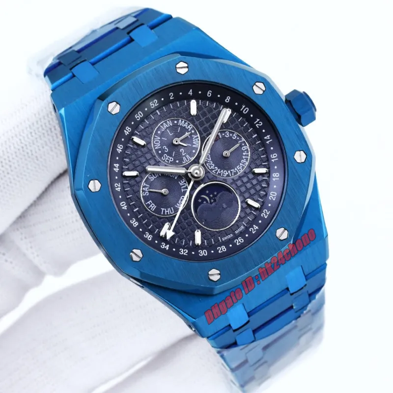 K8F Luxus Uhren K8 41mm 26579 All Blue Perpetual Calender Automatische Herren Uhr Blaues Zifferblatt All Blue Edelstahlarmband Armband Armbanduhr