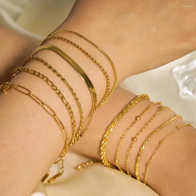 Chaines Bracelet en or bracelet en acier inoxydable Chaîne cubaine pour femmes Gifts de bijoux en gros Drop