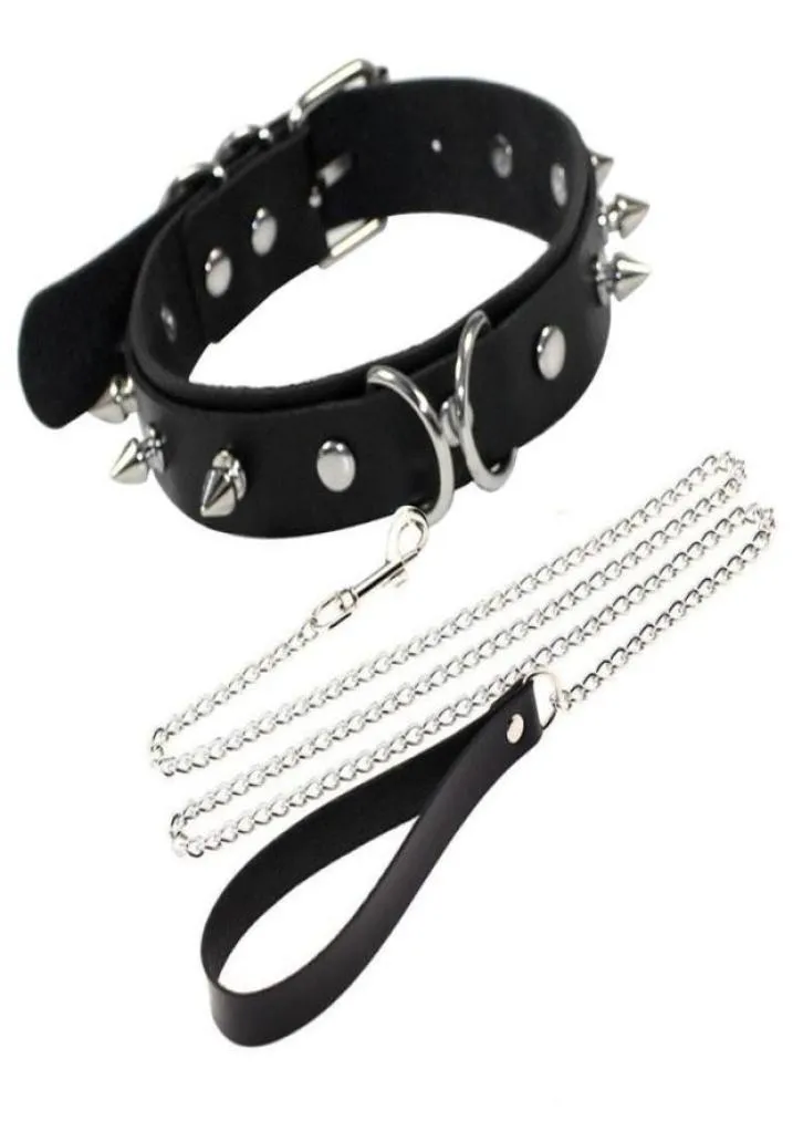 CHOKERS 2022 Gothic Punk Spike Rivet Collier Sexy Collier Neck Alter Metal PU Collier en cuir Traction Corde Bondage7957456