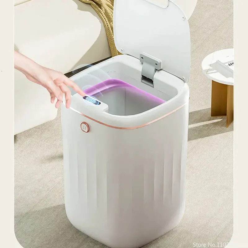 20L22L Capteur automatique Corbelle Can UV Light Induction Smart Dustbin pour la salle de bains de toilette LID HOME 240510