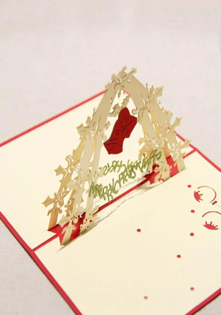 Invitations de fête au laser Cards de vœux faits à la main 3d Bells de Noël DÉCORD CADEAU POST