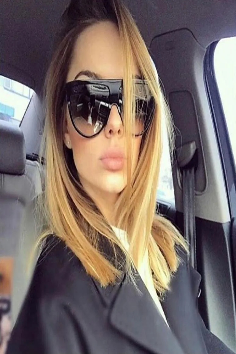 Oversized Flat Top Women Big Frame Kim Kardashian Brand Designer Ladies Sun Glasses Zwart zonnebrillen Gafas de Sol2313982