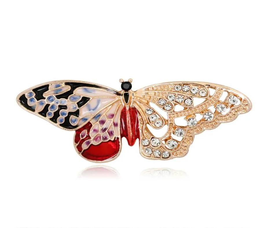 Enamel Butterfly Crystal Brooches Pins For Women Mens Clothes Scarf Bag Elegant Animal Broach Rhinstone Broche European United Sta7396888