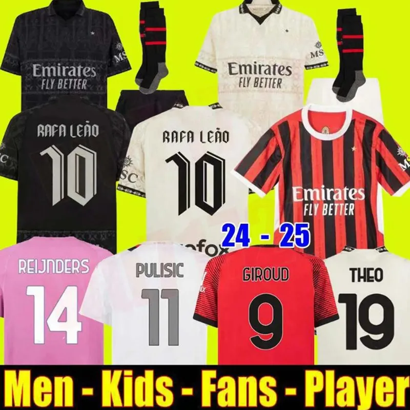 2023 2024 Rafa Leao Tomori Musah AC Soccer Jerseys Jovic The Giroud Calabria Pulisic S Версия 24 25 Loftus Cheek Bennacer с длинным рукавом Shir Men Kids