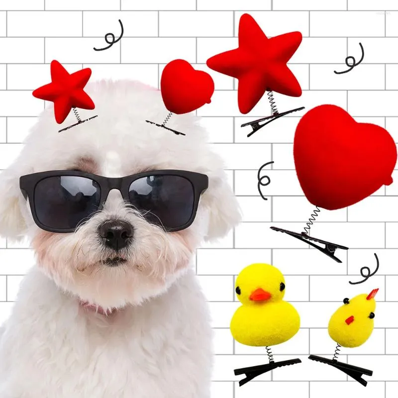 Dog Apparel Puppy Hair Clip 20PCS Stars Heart-shaped Yellow Chick With Spring Fashion Beauty Accessories Cute Pet Products