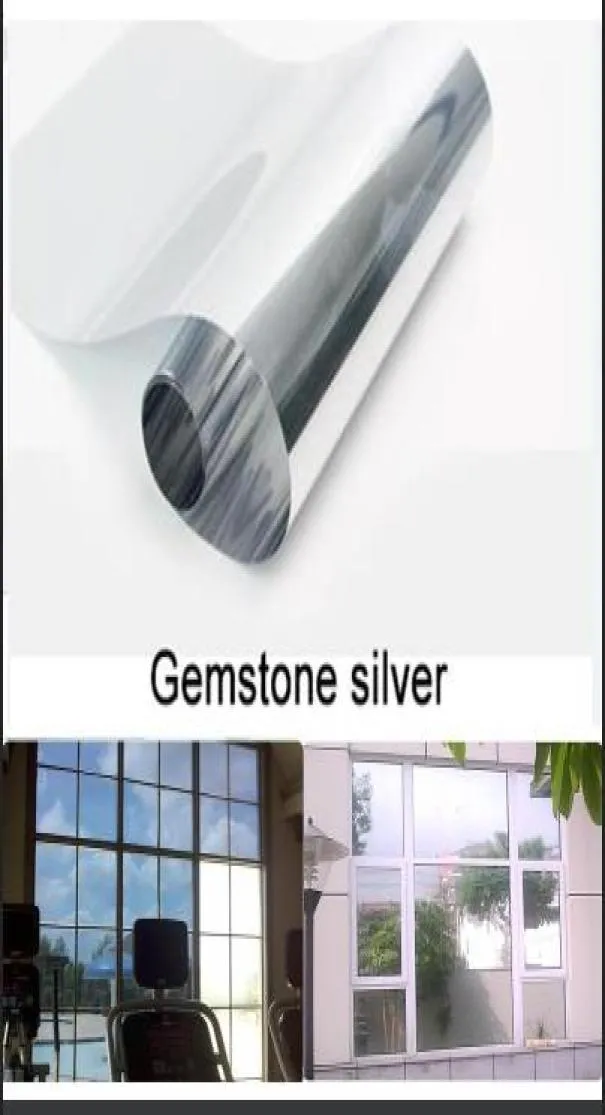 Gemstone Silver Water of Water of Window Film 4050x400cm One Way Spiegel Silber Isolierung Aufkleber UV Ablehnung Datenschutzfilme1700941