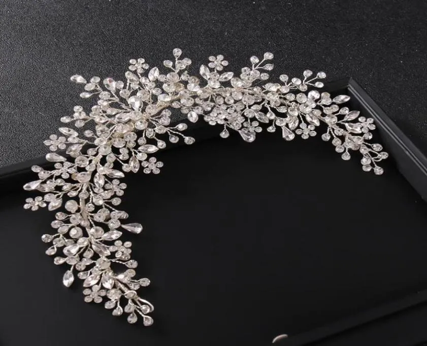 Coiffes Luxury Silver Silver Tiara Bands pour la mariée Crystal Headpice Femmes Bijoux de cheveux Accessoires de mariage 6790672