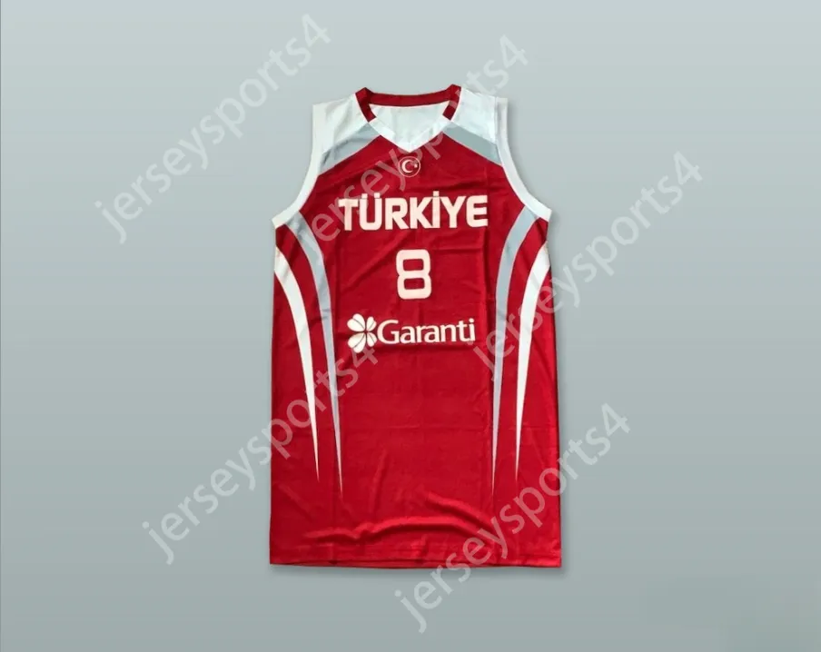 Anpassad Nay Mens Youth/Kids Ersan Ilyasova 8 Turkiet Red Basketball Jersey Top Stitched S-6XL