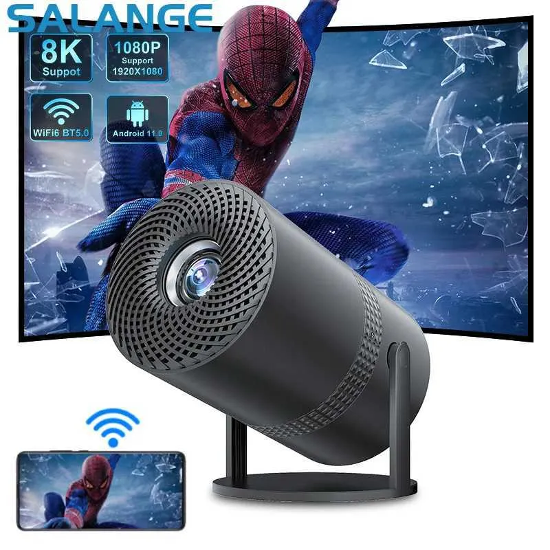 Projektory Salange P300 Projektor 4K Android 11 WiFi Rotable Smart TV 720p Cinema Przenośna synchronizacja zewnętrzna Projektor telefoniczny 1080p 8K film J240509