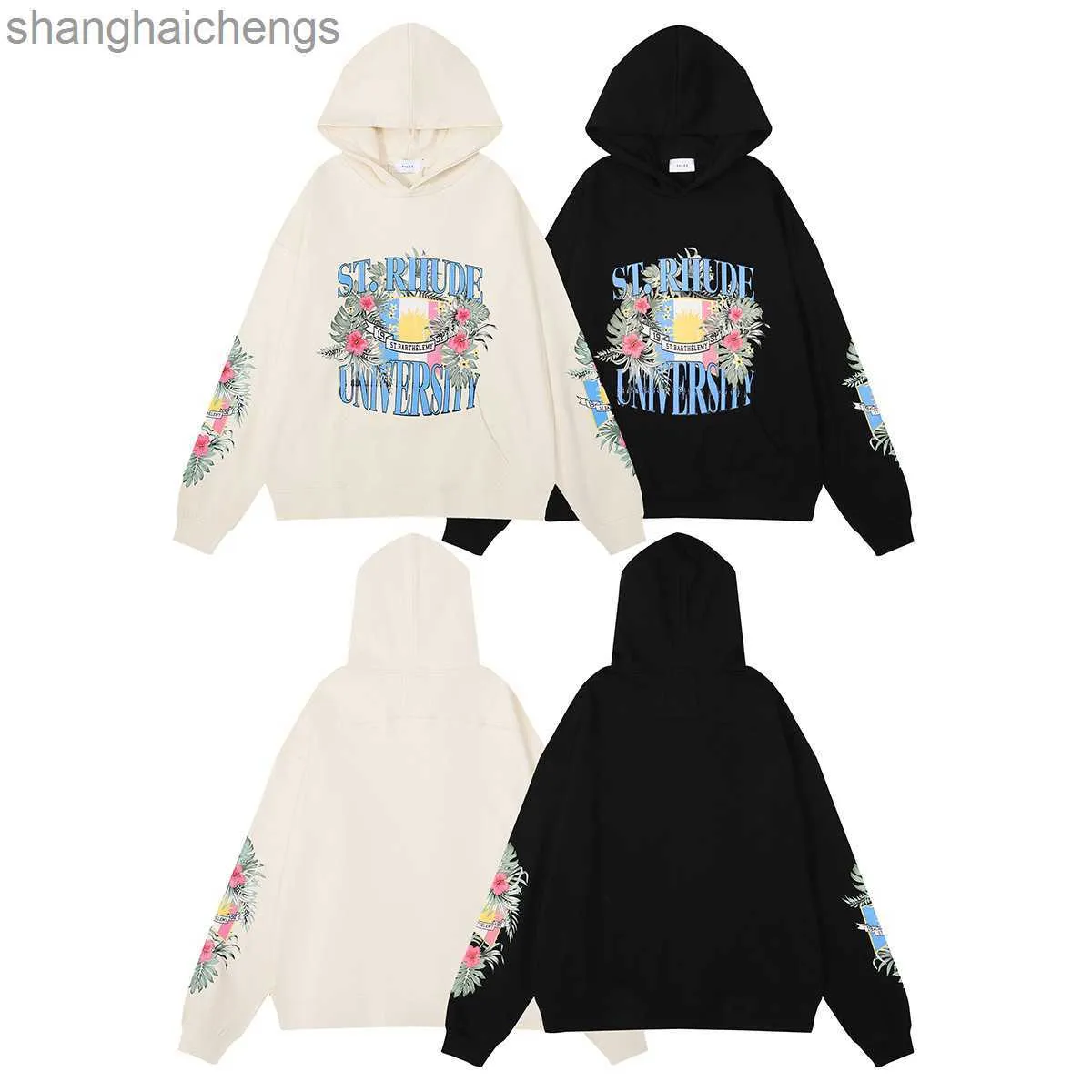 Дизайнер роскошного столового дизайнера Rhuder Hoodies Flag Print High Weight Pure Cotton Hoodie Свитер для мужчин с логотипом