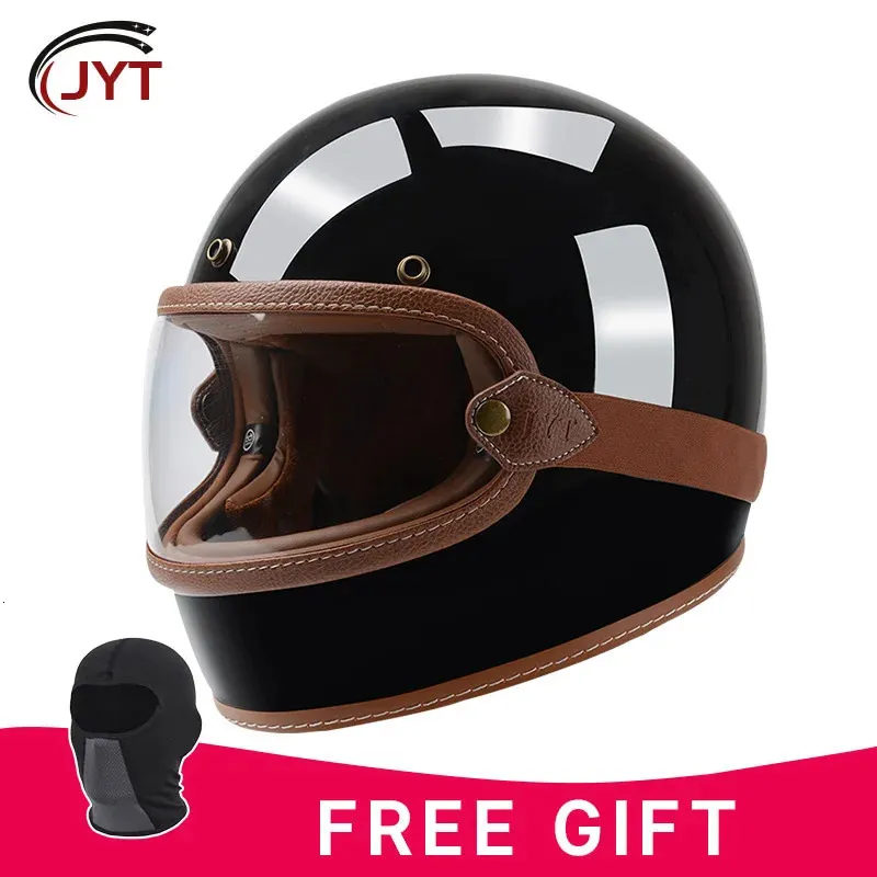 Fiberglass Full Face Helmet Lightweight Motorcycle Helmets with Goggles Fiber Glass Shell Cap DOT Approved for Scooter Cruiser 240509